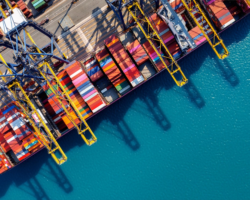 Freight forwarding aerial port view